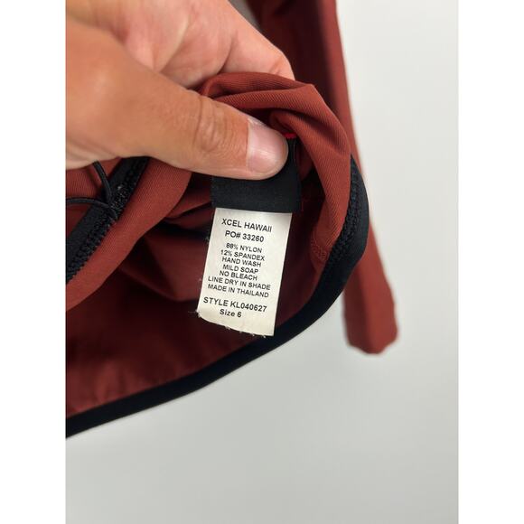 Xcel Size 6 Long Sleeve Rash Guard Swim Top Rust Brown - Picture 4 of 6